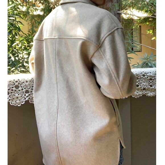 New ZARA Women's Beige Metal Snap Front Casual Layer Overshirt Jacket Size XS - Picture 2 of 10